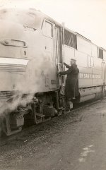 Walter H Flebbe Engineer, boarding for final run UP 904A